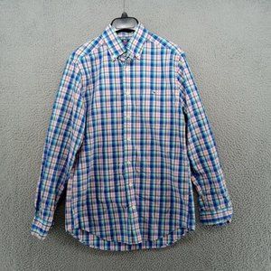Vineyard Vines Shirt Mens Small‎ Blue Pink Green Check Slim Fit Tucker Preppy